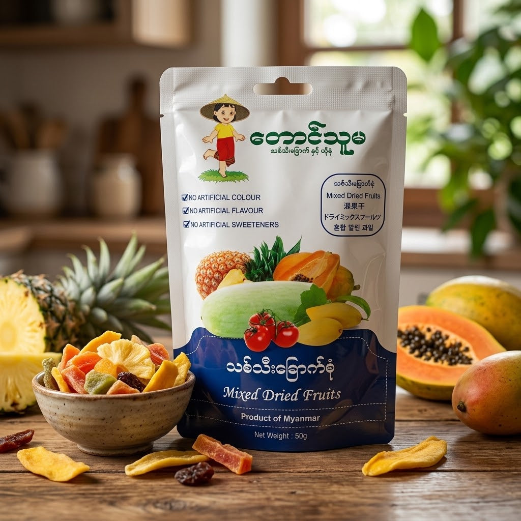Taung Thu Ma - Dried Mixed fruits  တောင်သူမ -သစ်သီးခြောက်စုံ 50g