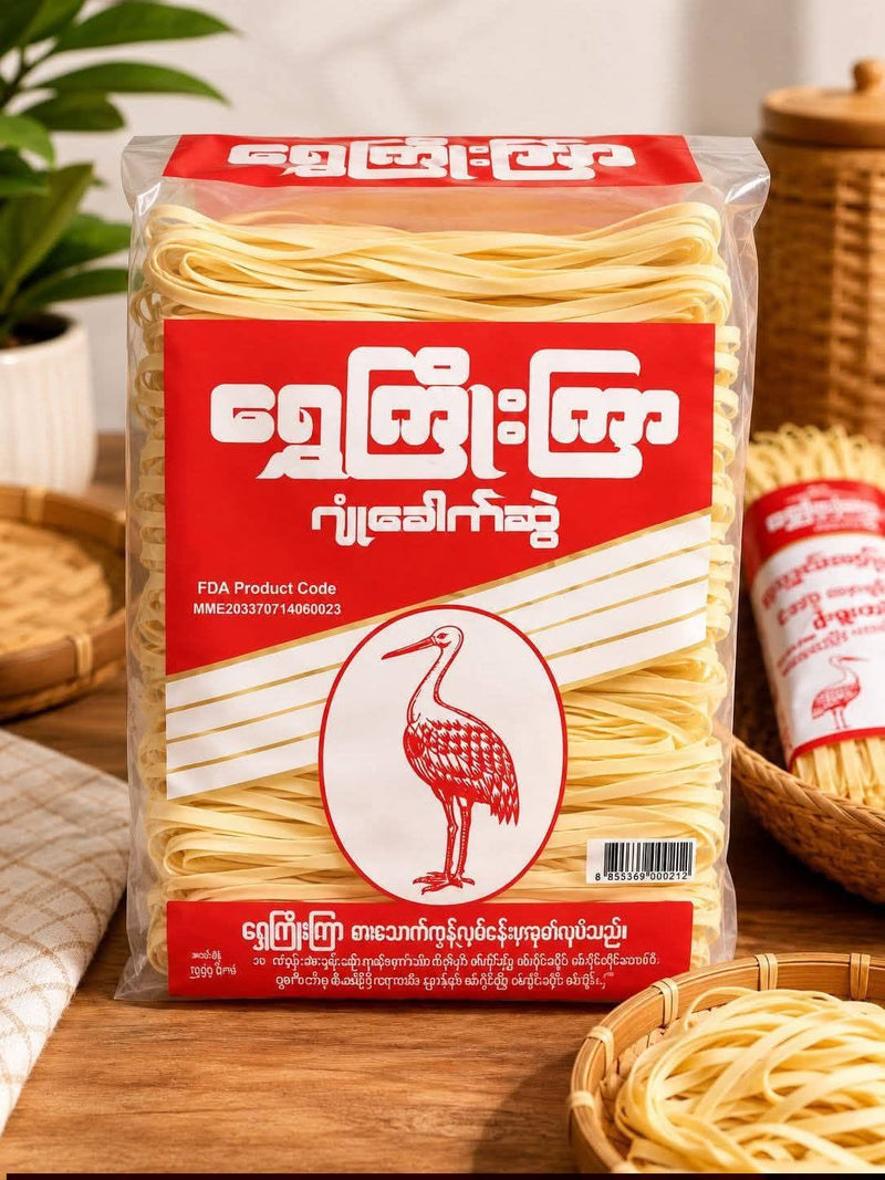 Shwe Joe Jyar-Dry Noddle (Flat)  ရွှေကြိုးကြာ-ခေါက်ဆွဲပြား 300g