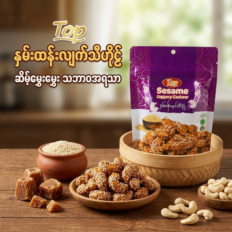 Top Jaggery Cashew (နှမ်းထန်းလျက် သီဟိုဠ်) 70g